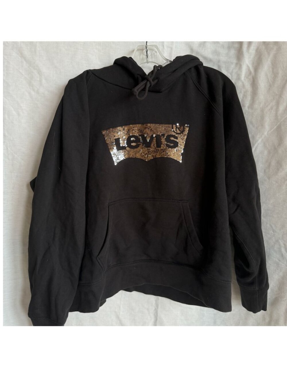 Levi's Black Sport Hoodie with Silver Sequin Logo